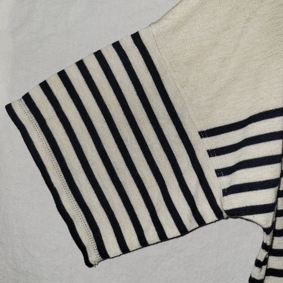 Max Studio Medium Stripe Shirt Womens Blue/cream - Picture 7 of 7